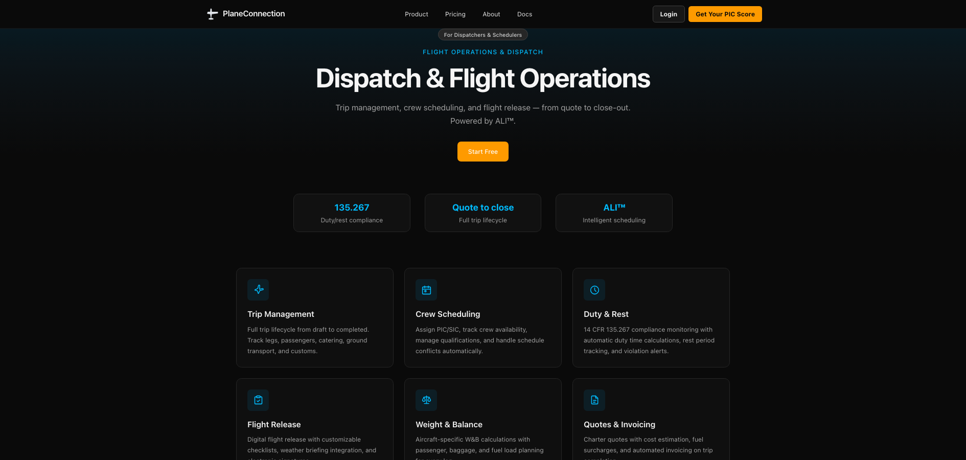 PlaneConnection website detail